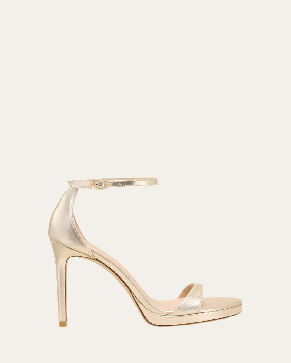 Nudist Metallic Ankle-Wrap Platform Sandals